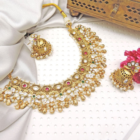Royal temple kundan necklace set Image 0