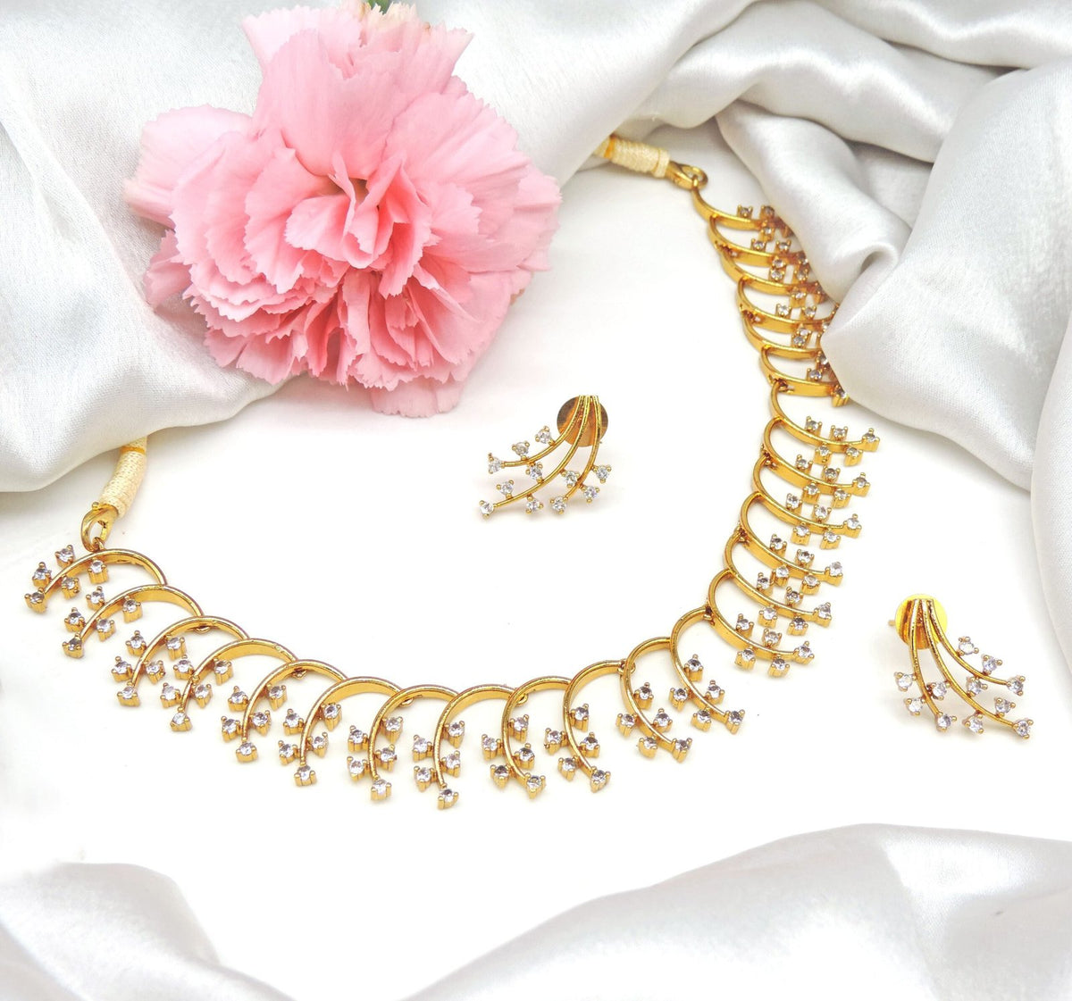 Minimal CZ necklace set – Indian American diamond minimalist necklace USA – Joyrias