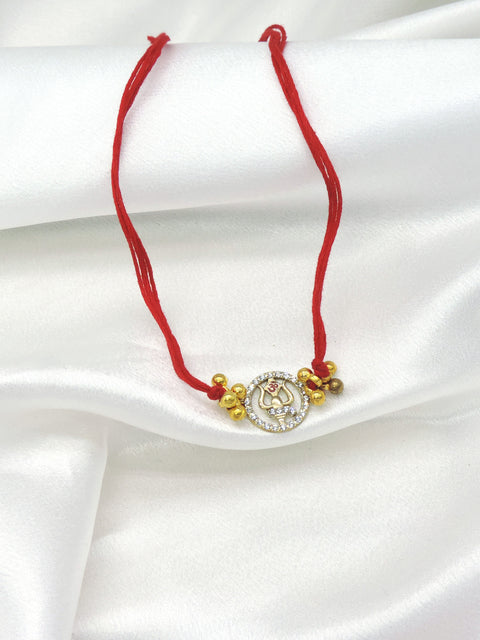 Mahadev Trishul Rakhi for Brother | Shiv Ji Trident CZ Stone Rakhi