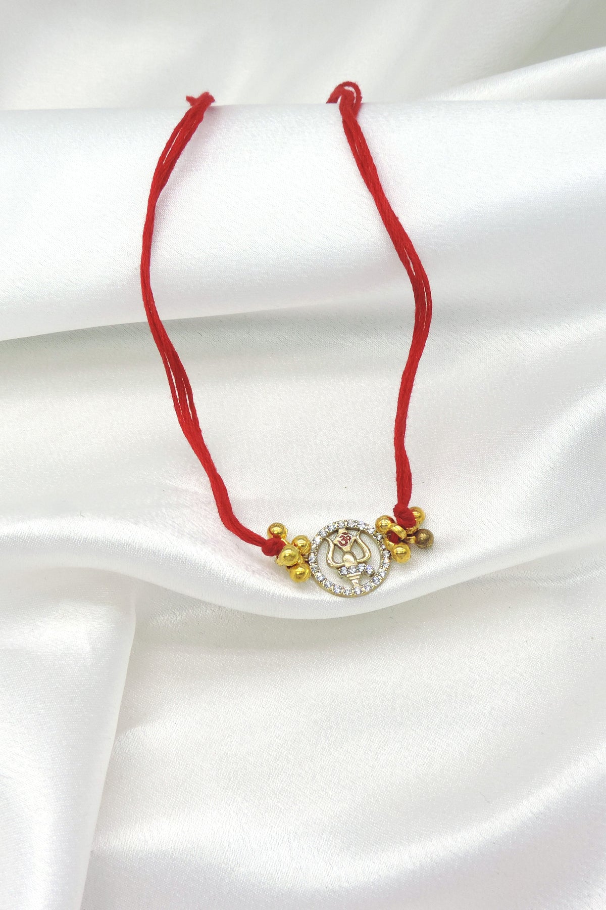 Mahadev Trishul Rakhi for Brother | Shiv Ji Trident CZ Stone Rakhi