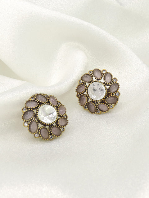Emerald Polki Floral Stud Earrings