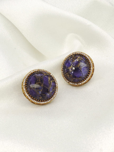 Royal Blue Round Stud Earrings