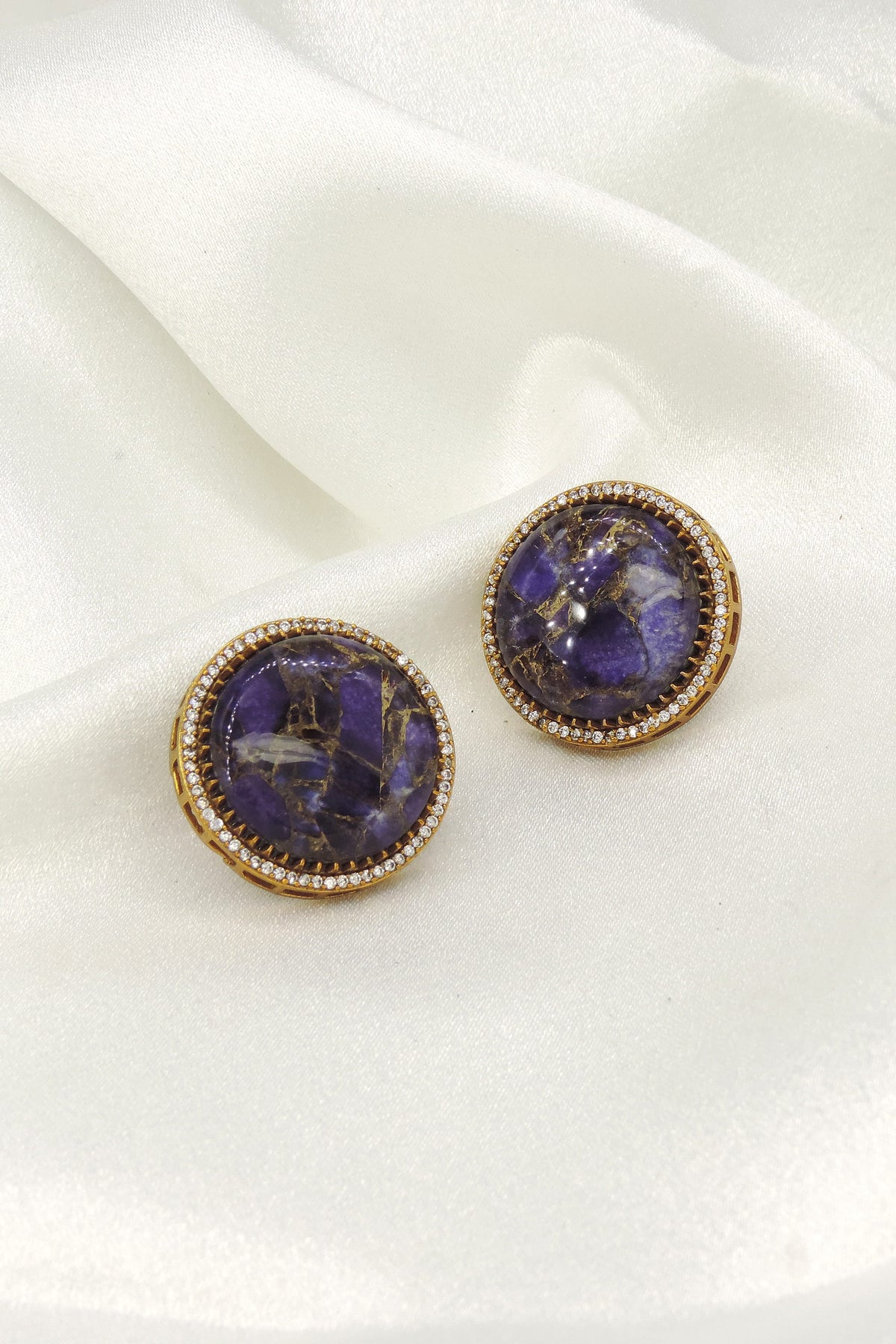Royal Blue Round Stud Earrings