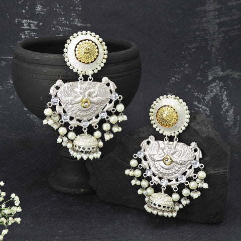 Silver with Golden tone Jhumka Image 0