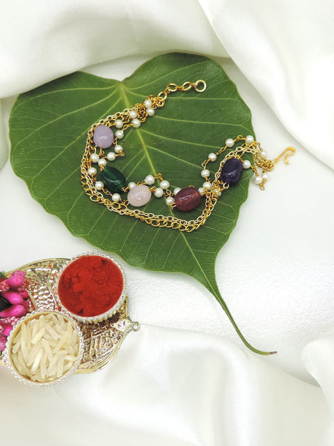 Pastel Stone Lumba Rakhi for Bhabhi