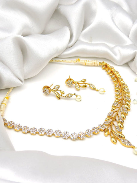 Floral diamond look choker necklace – Indian CZ choker for weddings and festivals USA – Joyrias