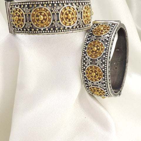 Heritage Dual Tone Tribal Bangle Pair by Joyrias