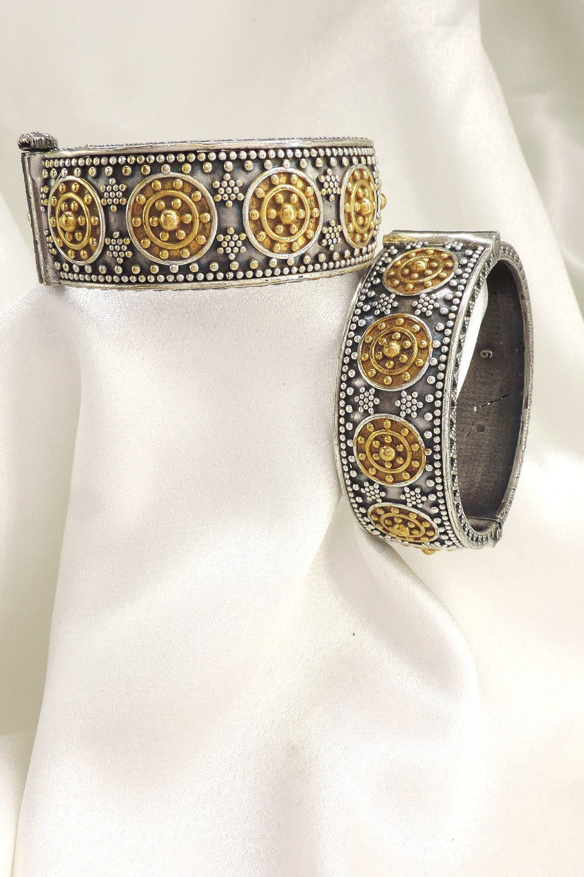 Heritage Dual Tone Tribal Bangle Pair by Joyrias