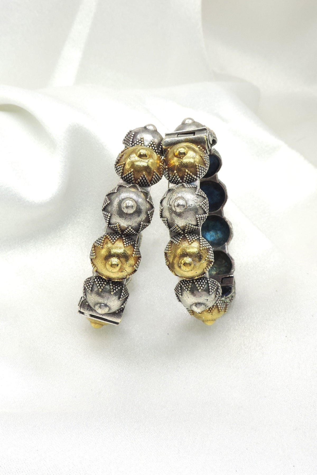 Dual Tone Dome Motif Bangle Set by Joyrias