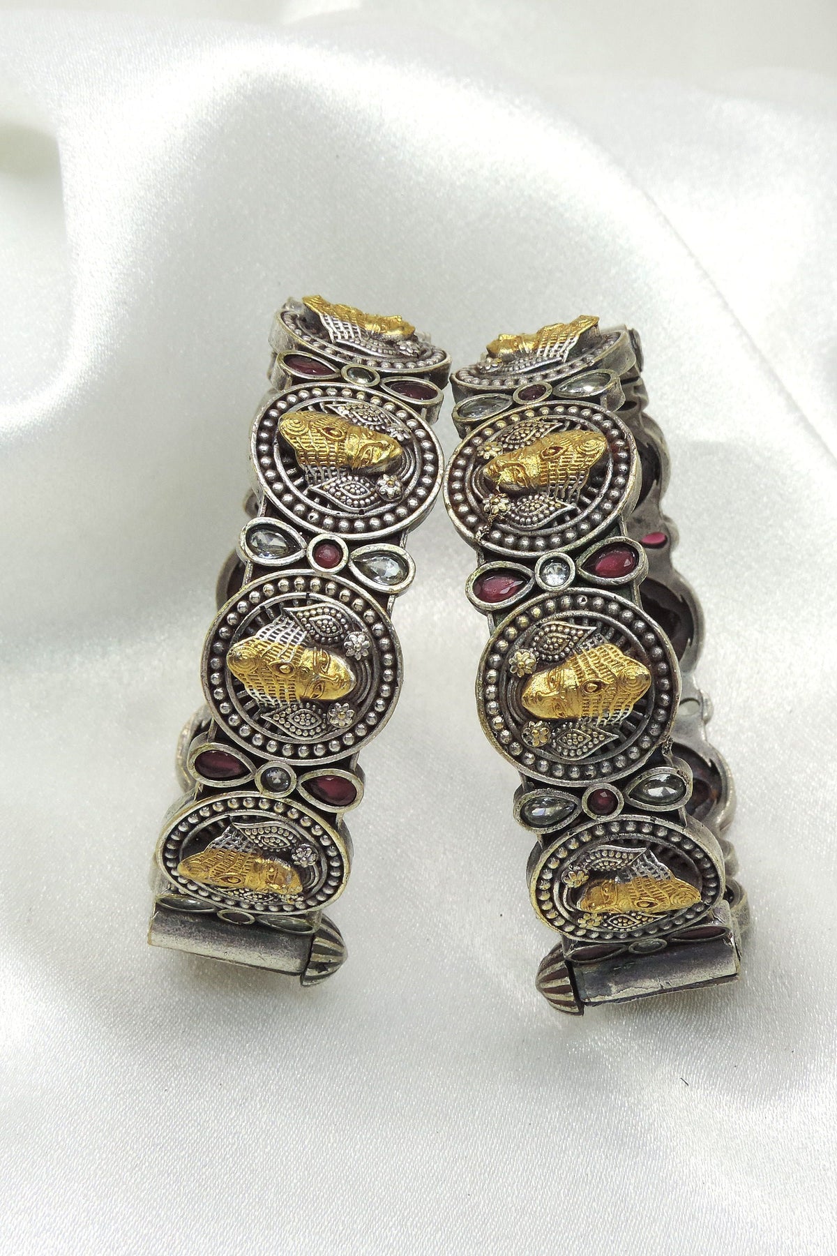 Heritage Dual Tone Elephant Motif Bangle Pair by Joyrias