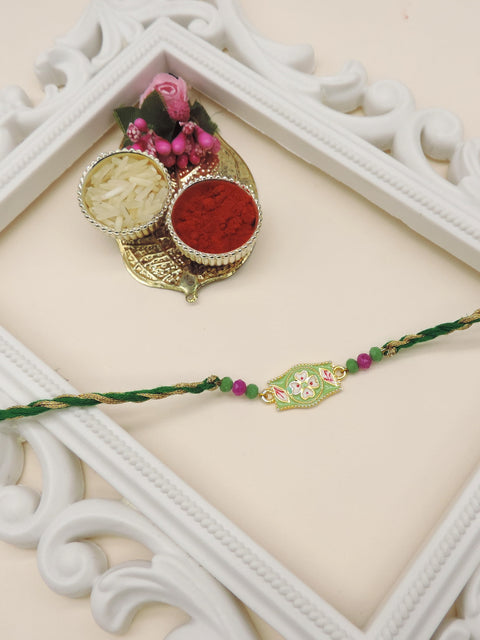 Meenakari Floral Rectangle Bhaiya Rakhi