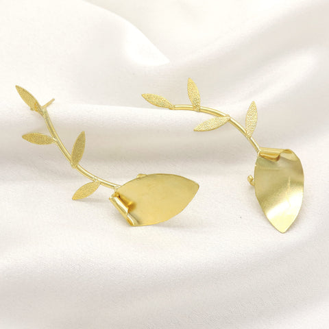 Leaf Ear Climber Earrings | Gold Plated Ear Vine Statement