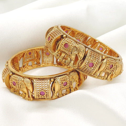 Royal Elephant Ruby Bangle Set by Joyrias
