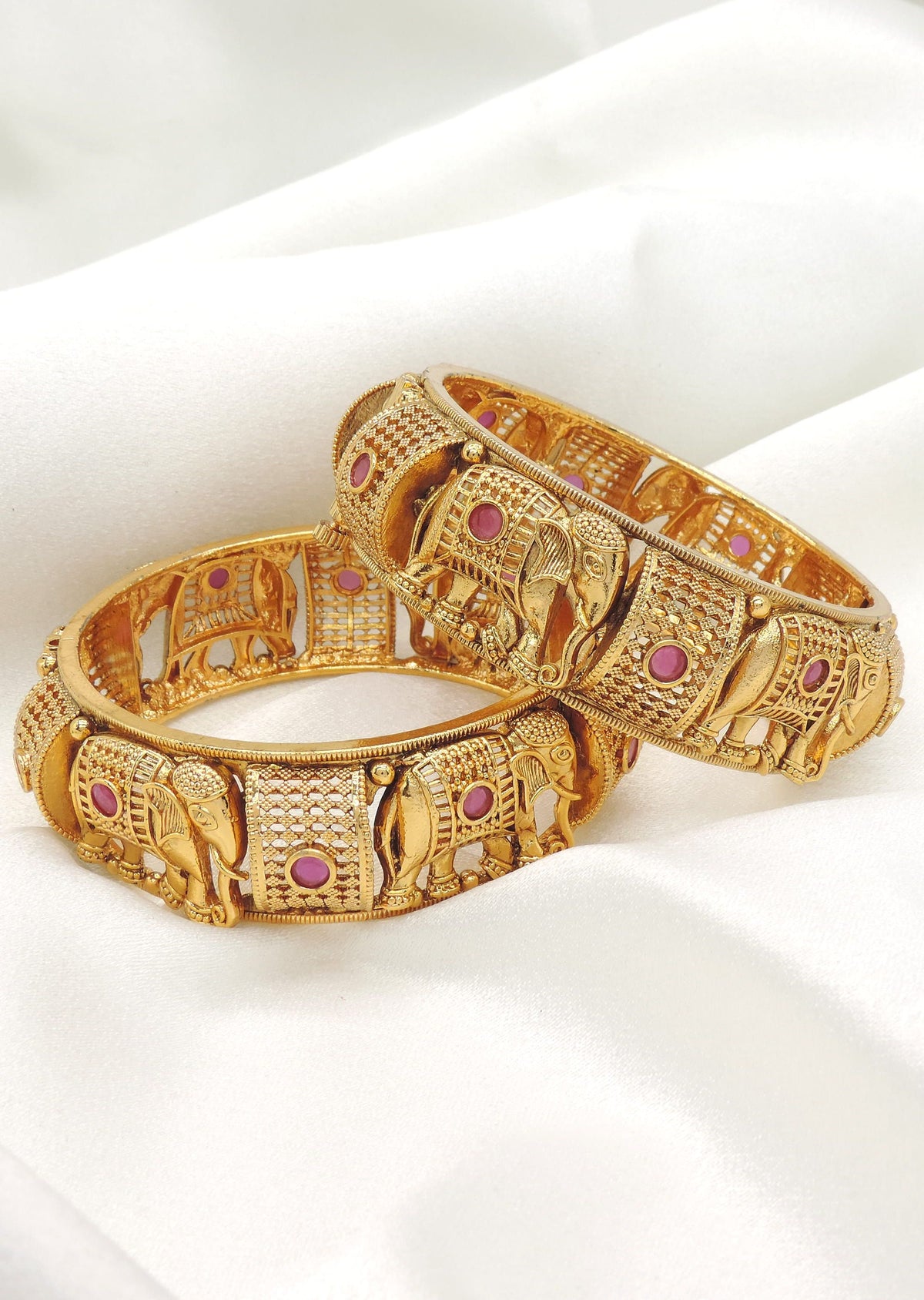 Royal Elephant Ruby Bangle Set by Joyrias