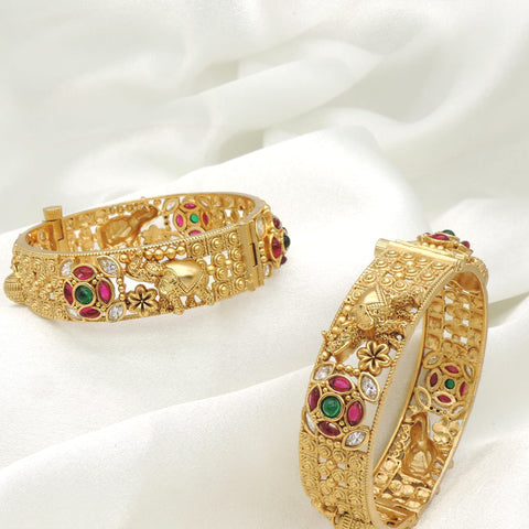 Regal Elephant Heritage Kada Bangle Set by Joyrias