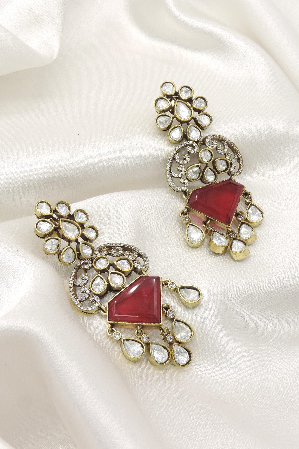 Mint Doublet with Moissanite Drop Earrings