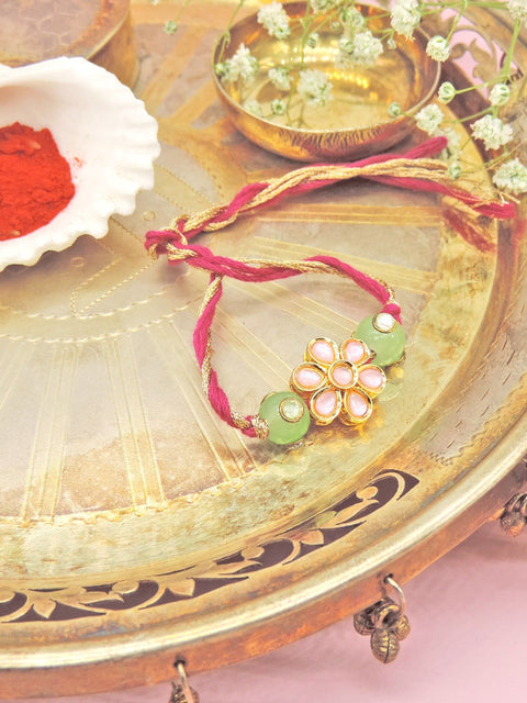Pink Floral Bhaiya Rakhi by Joyrias