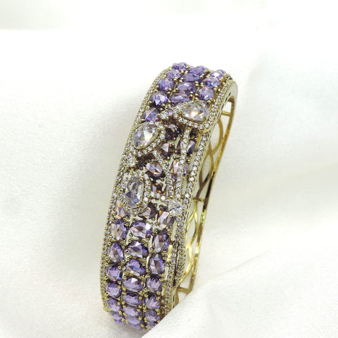 Amethyst Luxe CZ Cuff Bangle by Joyrias
