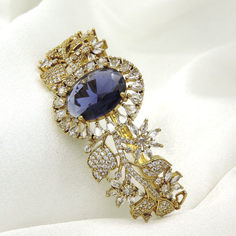 Midnight Sapphire Floral Cuff Bangle | Joyrias
