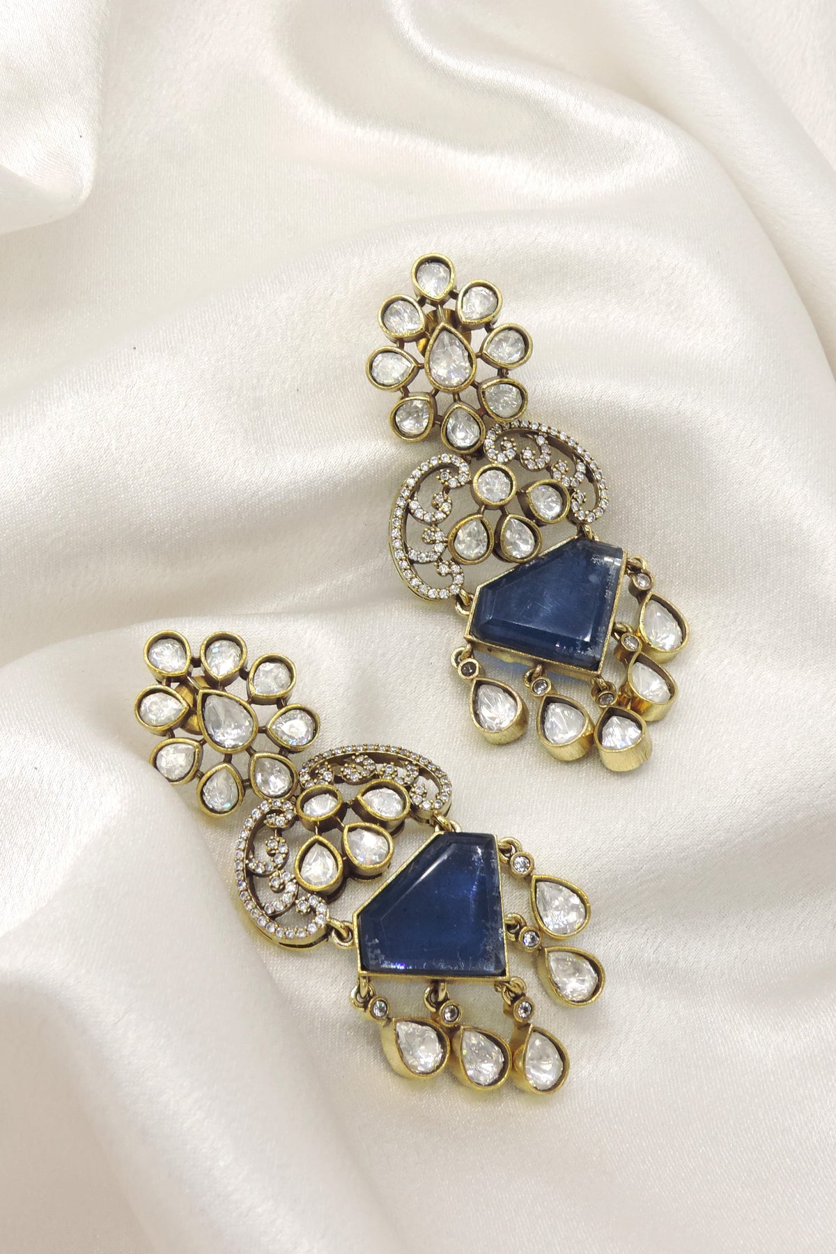 Mint Doublet with Moissanite Drop Earrings