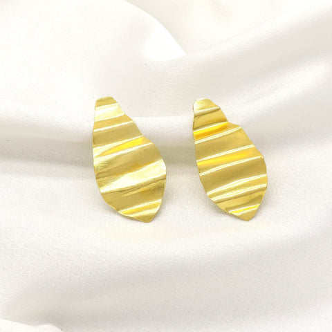 Textured Gold Statement Stud Earrings | Modern Minimal Earrings