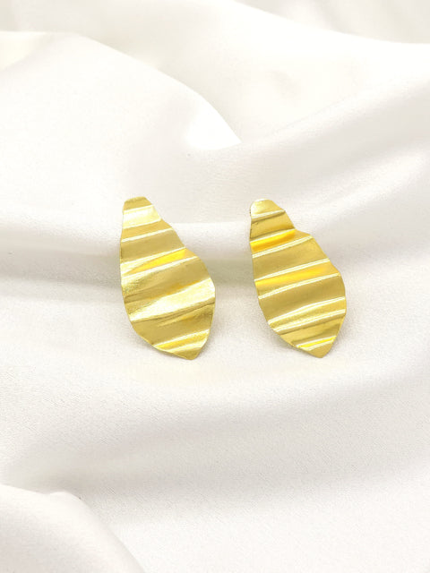 Textured Gold Statement Stud Earrings | Modern Minimal Earrings