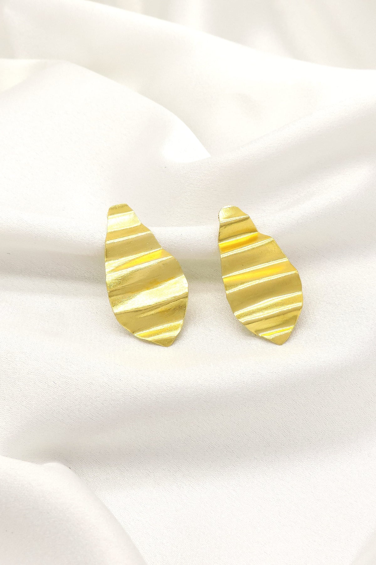 Textured Gold Statement Stud Earrings | Modern Minimal Earrings
