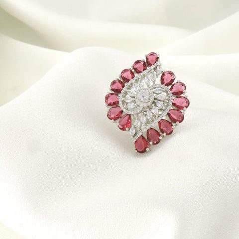 Ruby floral crystal ring by Joyrias