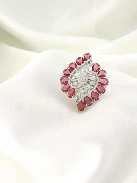 Ruby floral crystal ring by Joyrias