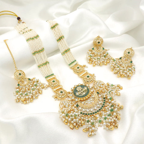 Emerald Polki Pearl Rani Haar Set | Joyrias