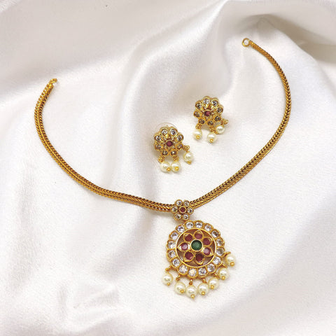Multicolor Floral Pearl Necklace Set by Joyrias