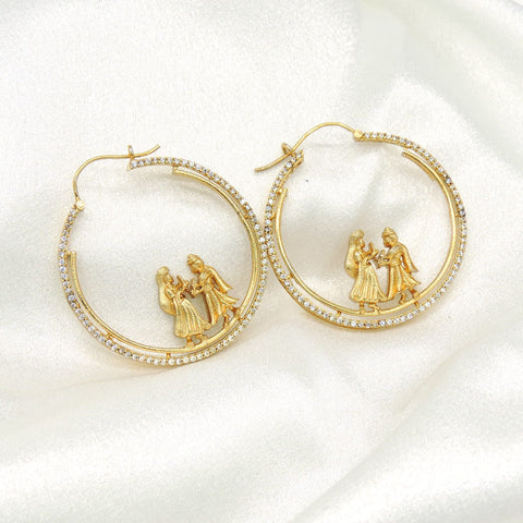 Elegant CZ Couple Hoop Earrings