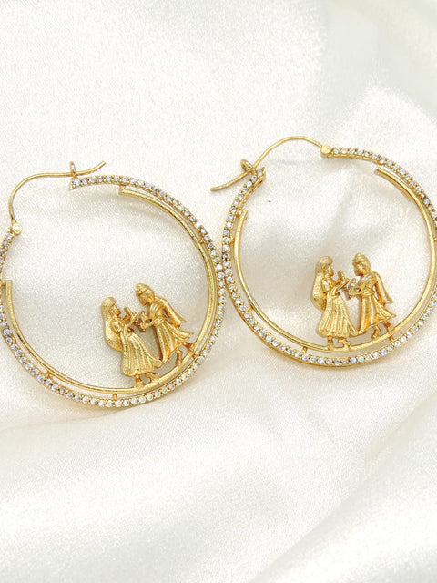 Elegant CZ Couple Hoop Earrings