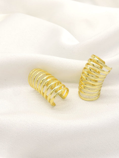 Gold Plated Multi-Layer Ear Cuffs | No Piercing Statement Earrings | Joyrias