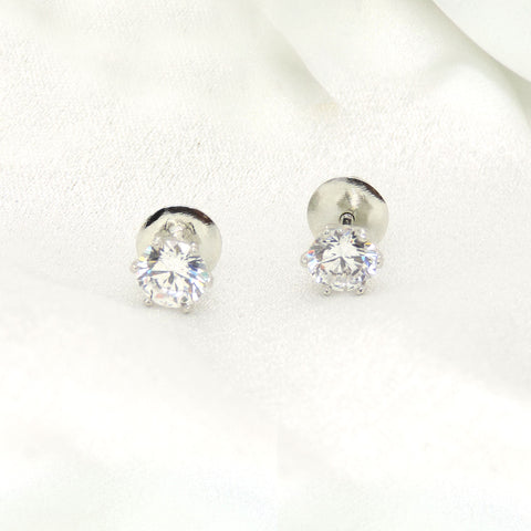 Classic Solitaire CZ Stud Earrings in Gold Tone