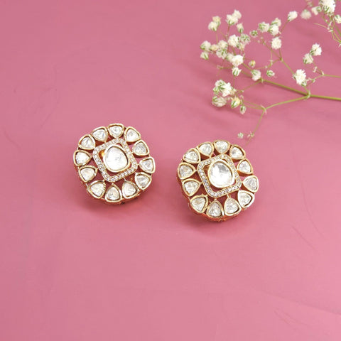 Royal Kundan stud earrings – Indian premium Kundan studs for festive wear USA – Joyrias