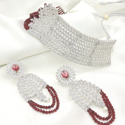 Blush Crystal CZ Choker Necklace Set by Joyrias