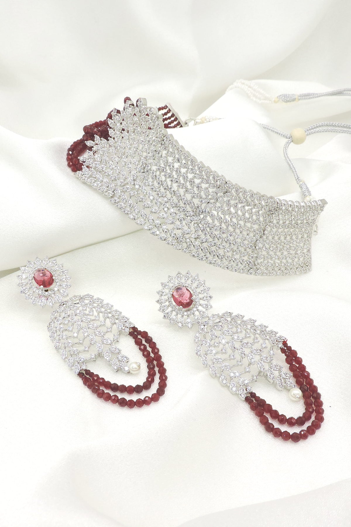Blush Crystal CZ Choker Necklace Set by Joyrias