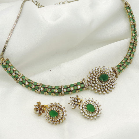 Emerald Floral CZ Necklace Set by Joyrias
