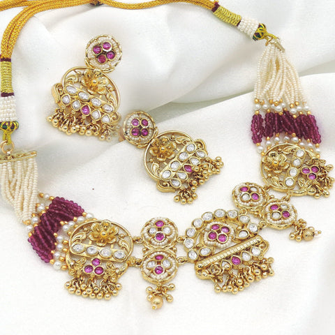 Heritage Ruby Pearl Necklace Set by Joyrias