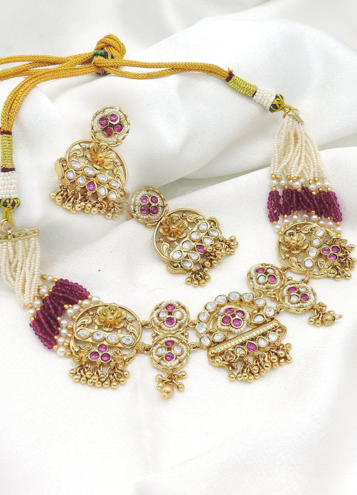 Heritage Ruby Pearl Necklace Set by Joyrias