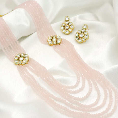 Blush Rose Multi Strand Beaded Necklace Set by Joyrias