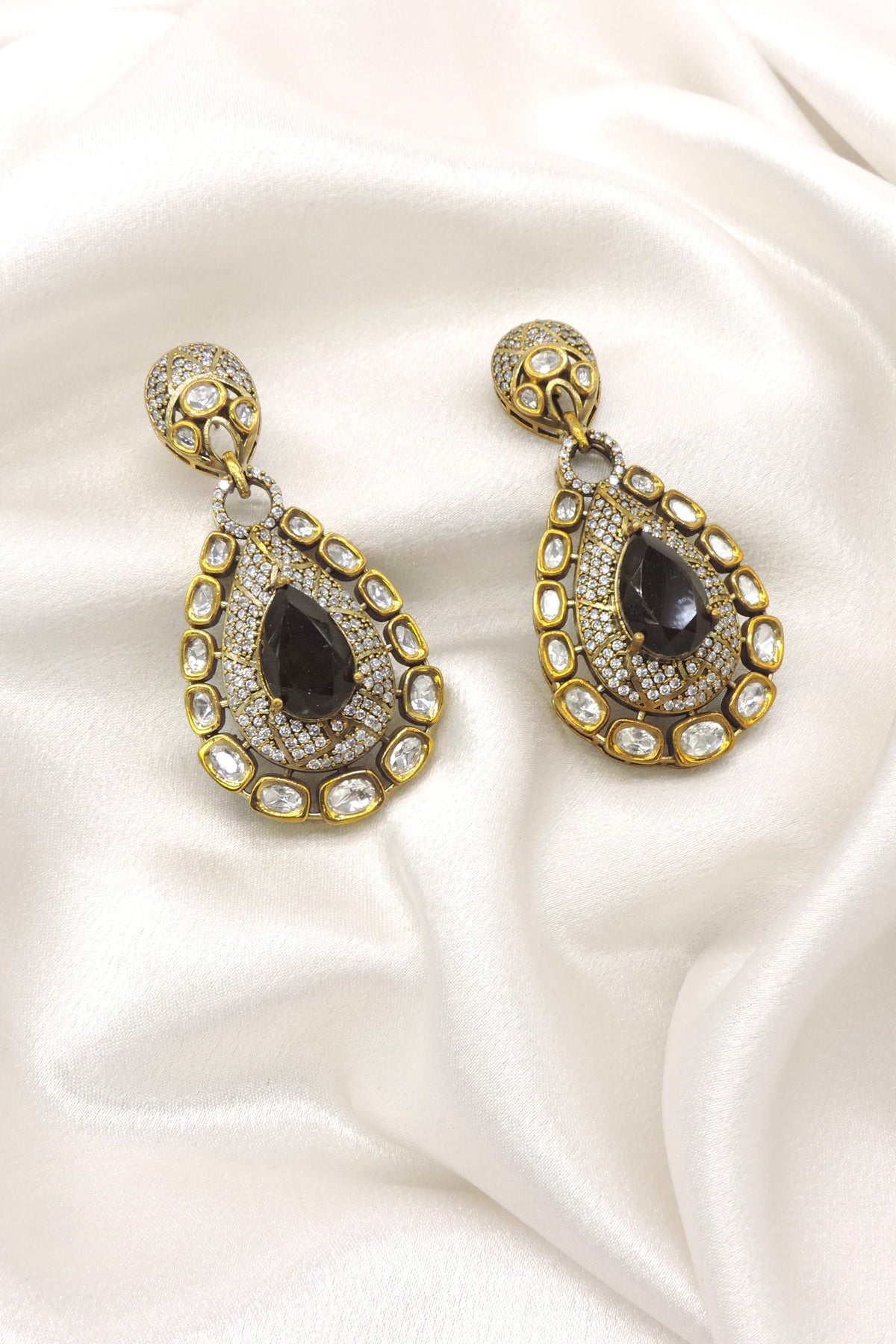 Black AD Teardrop Earrings by Joyrias
