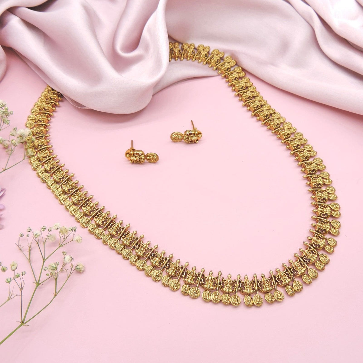 Antique gold plated coin necklace set – Indian traditional coin jewelry USA – Joyrias