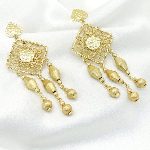 Textured Gold Dangle Earrings | Geometric Statement Drop Earrings