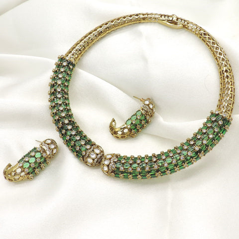 Emerald CZ Collar Necklace Set by Joyrias