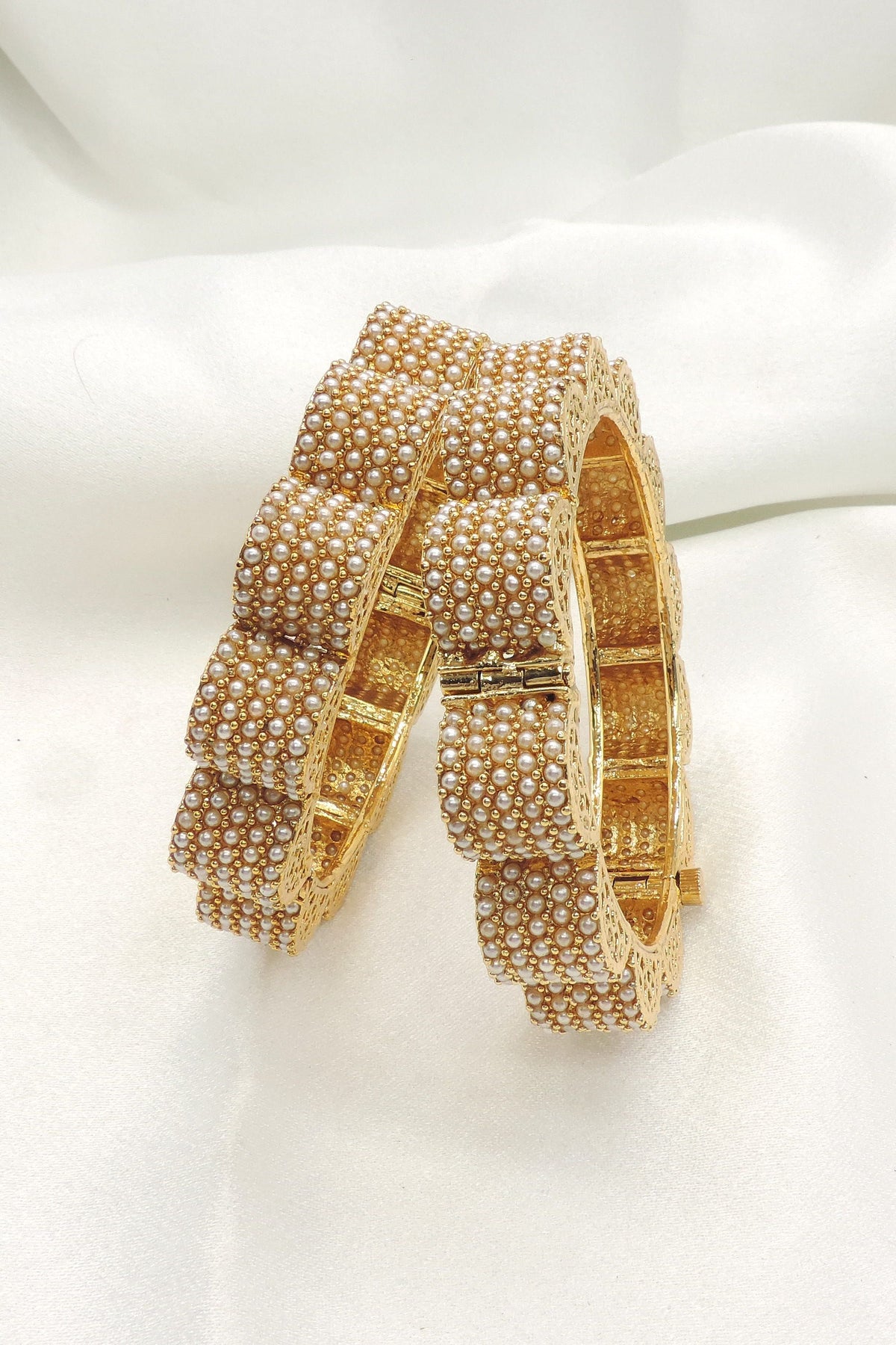 Luxe Pearl Flexi Bangle Set by Joyrias