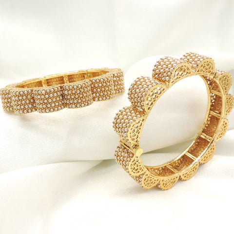 Luxe Pearl Dome Kada Bangle Set by Joyrias