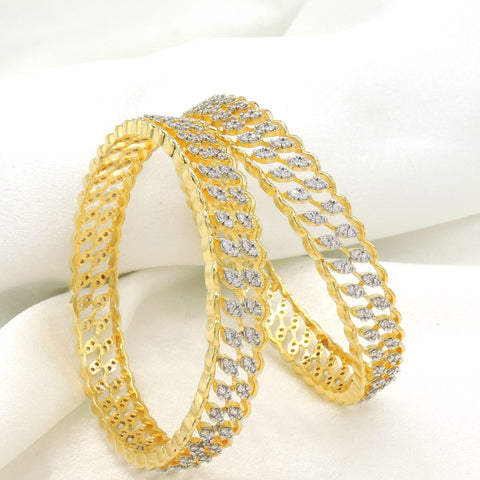 Gold CZ Openwork Bangle Set by Joyrias