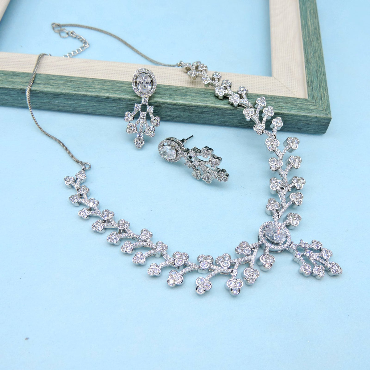 Elegant American diamond necklace set – Indian AD necklace for weddings USA – Joyrias